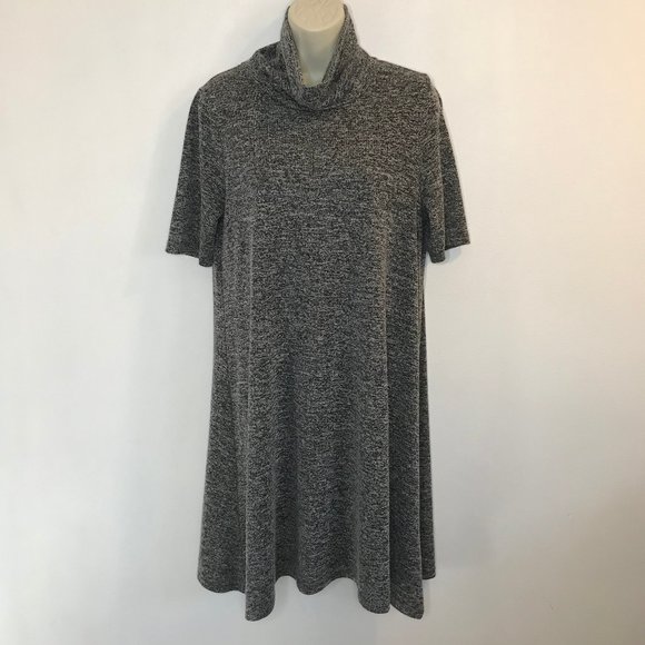 Max Jeans Dresses & Skirts - Max Jeans MEDIUM M Gray Turtleneck Knit Sweater Dress Shirt Short Sleeve Stretch